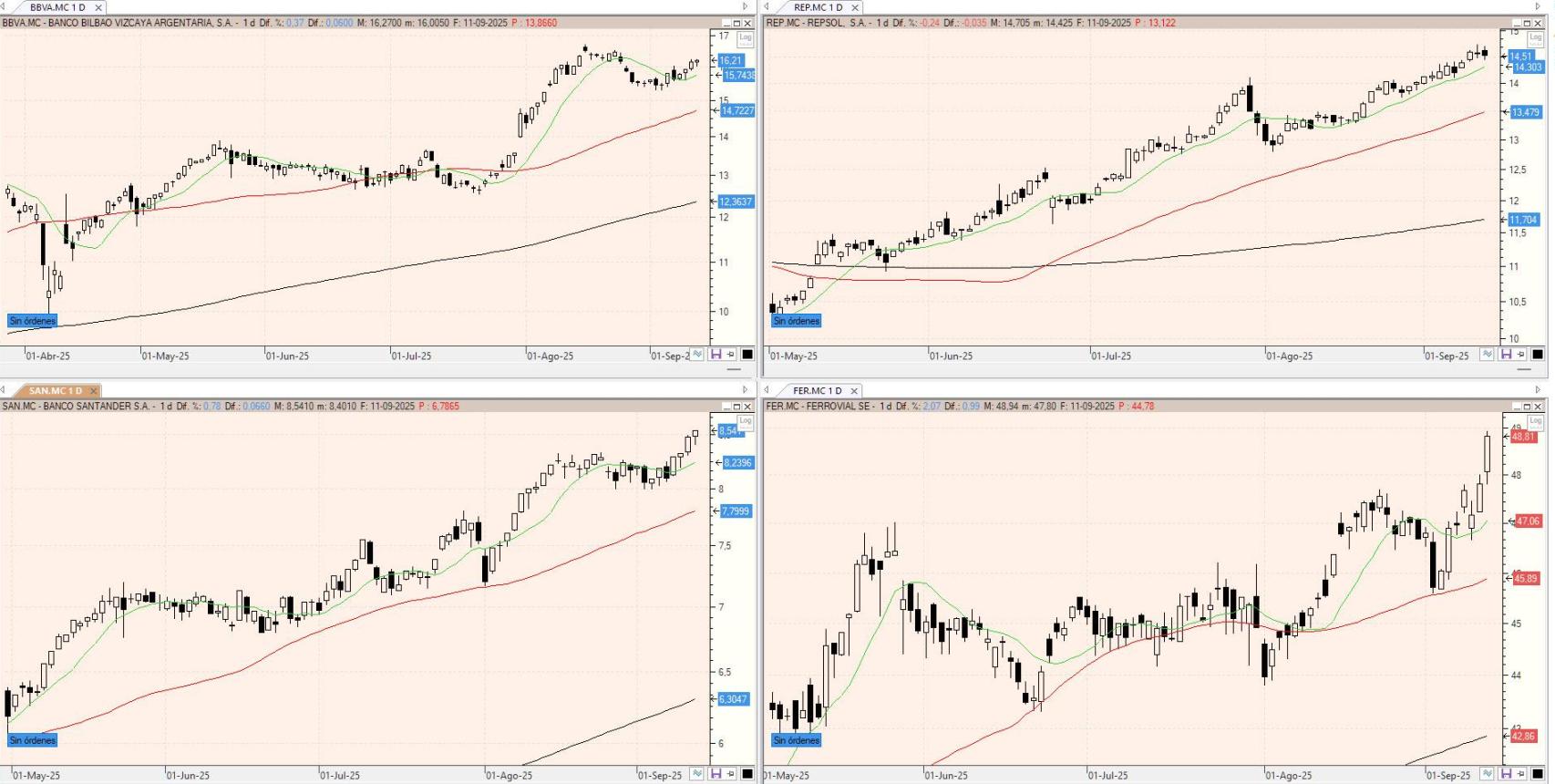 Evolución de los valores bajo seguimiento