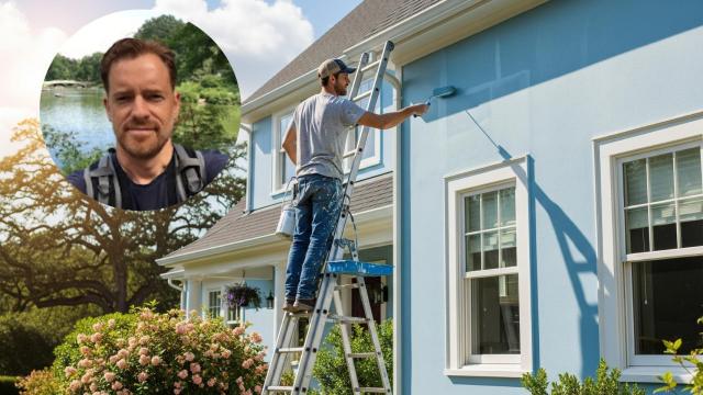 Montaje de Pablo González con un pintor en una imagen creada con IA.