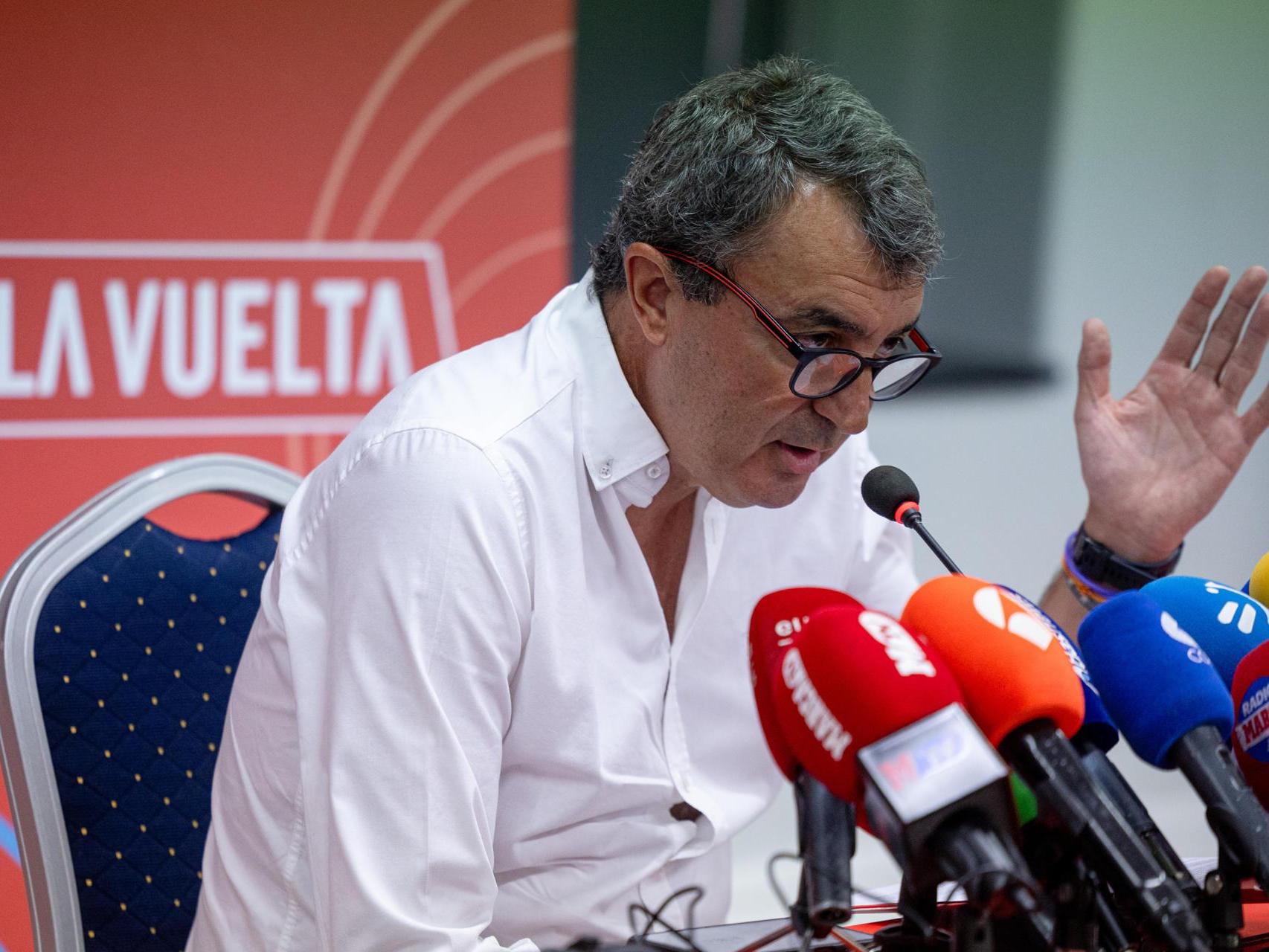 Javier Guillén, director de La Vuelta, durante la rueda de prensa ofrecida este lunes.