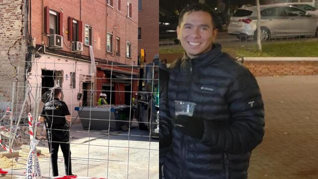 El edificio ubicado en el número 3 de la calle Manuel Maroto, donde se produjo la explosión y Cristian, uno de los heridos.