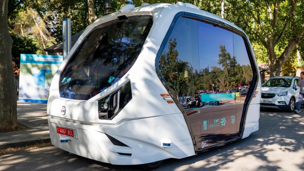 El nuevo bus autónomo de la EMT en Casa de Campo.
