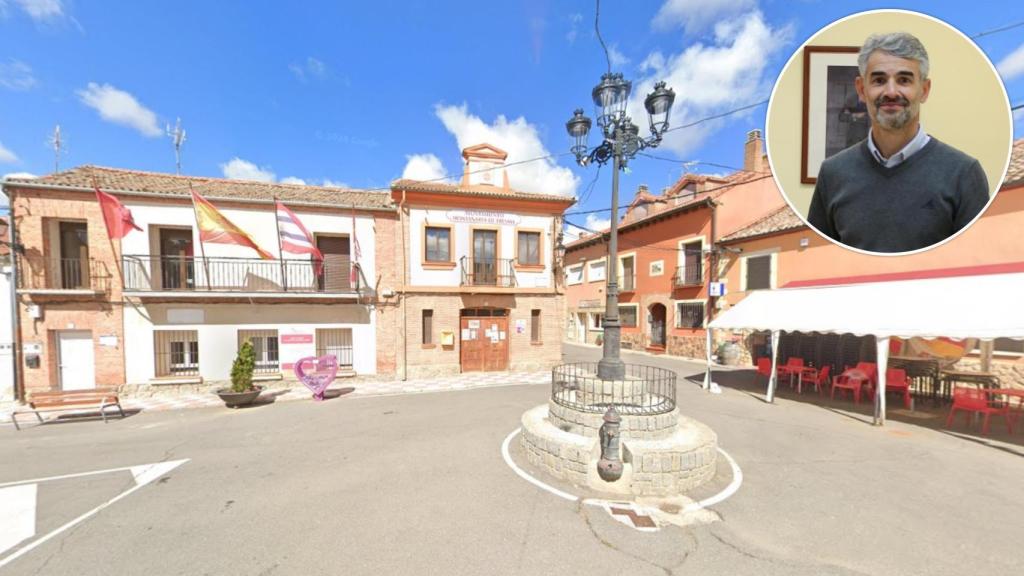 Hontanares de Eresma junto a una imagen de su alcalde, Javier García