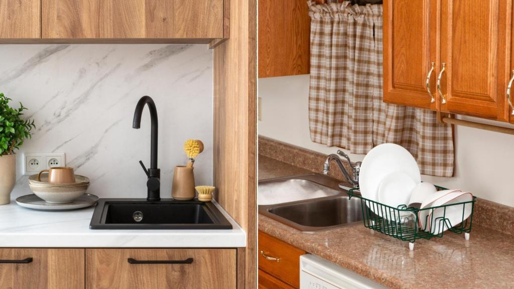 Cocina antigua y cocina reformada.