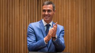 El presidente del Gobierno, Pedro Sánchez, este lunes en la reunión interparlamentaria del Grupo Socialista en el Congreso.