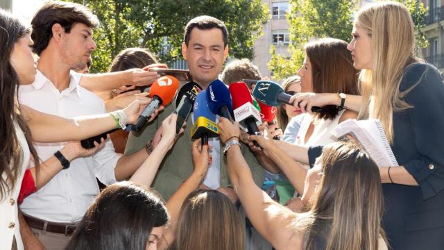 Juanma Moreno, presidente del PP andaluz y de la Junta de Andalucía, este lunes.