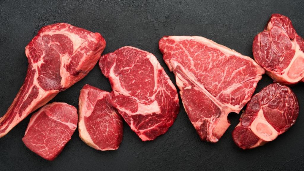 Diferentes cortes de carne.