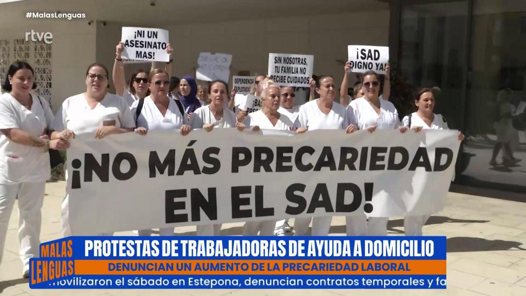 Manifestación de trabajadoras del servicio de ayuda a domicilio.