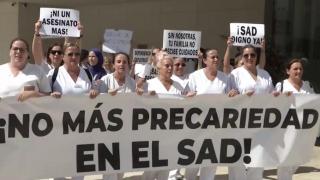 Manifestación del servicio de ayuda a domicilio en Estepona.