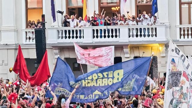 La Plaza Mayor de Guadalajara durante el pregón de las fiestas.