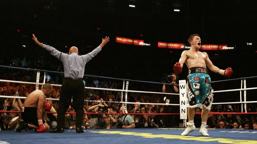 Ricky Hatton celebrando una de sus victorias más importantes