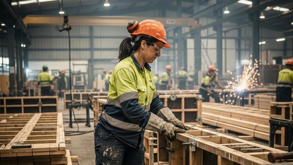Imagen de una obrera en una fábrica generada con IA.