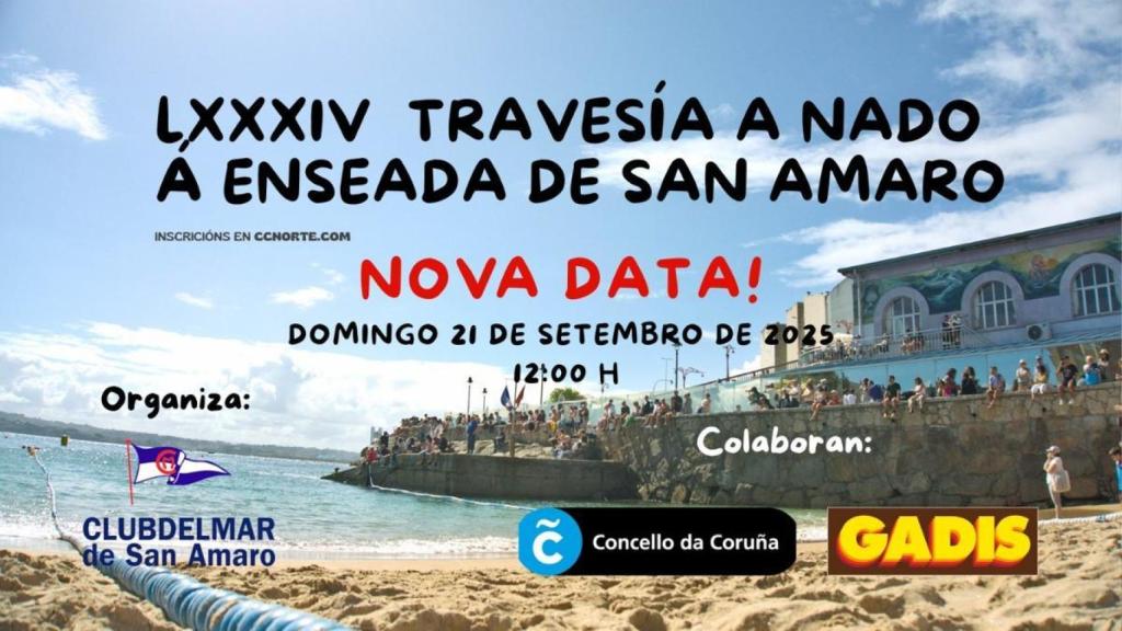 Cartel de una nueva edición de la Travesía a nado a la ensenada de San Amaro