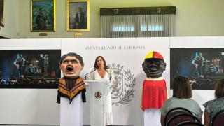 La alcaldesa Natalia Chueca en la presentación de las fiestas este martes en Zaragoza.