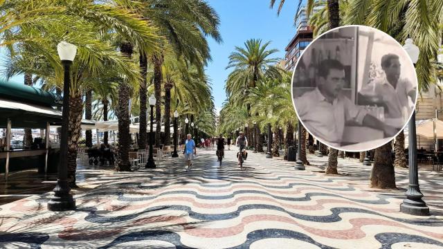 El quiosco del antiguo 'Peret' en Alicante, y una foto del pasado.