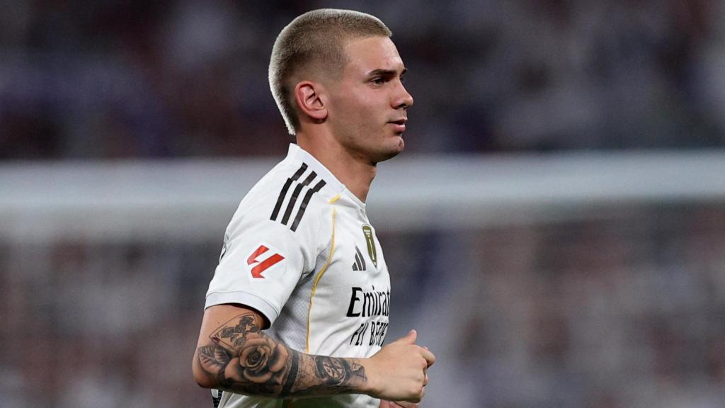 Franco Mastantuono, durante un partido del Real Madrid