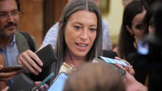 La portavoz de Junts en el Congreso, Miriam Nogueras, al término de la sesión plenaria de este martes.