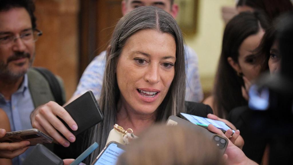 La portavoz de Junts en el Congreso, Miriam Nogueras, al término de la sesión plenaria de este martes.