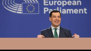 Juanma Moreno, en Bruselas, en una imagen de archivo.