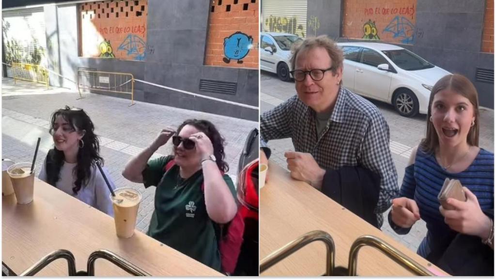 Varios usuarios pidiendo café en la cafetería viral de Valencia.