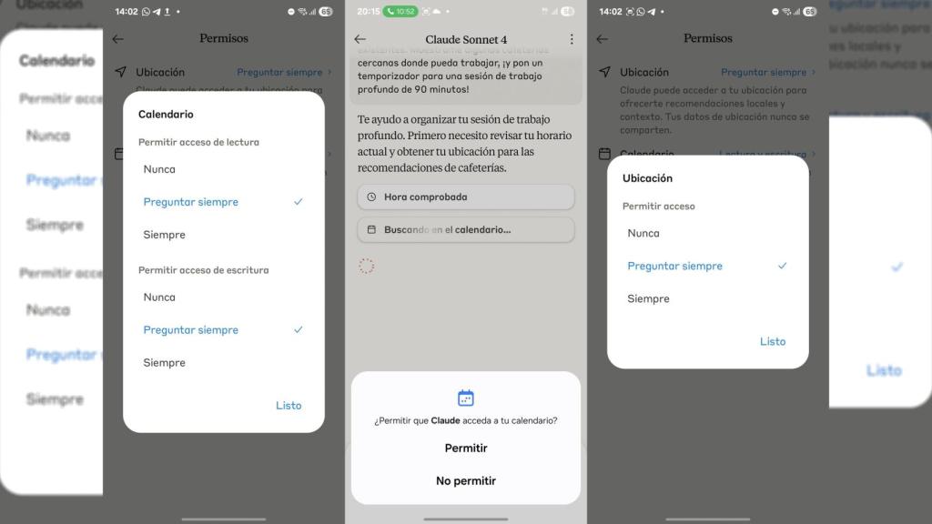 Las opciones que tenemos para permisos en el móvil