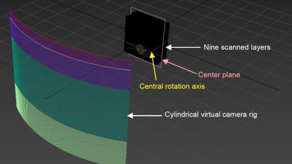 Cámara virtual fotografía la pintura para convertirla en holograma