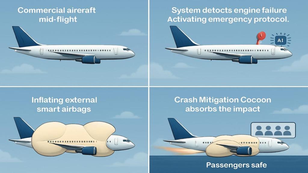 Concepto de los airbags para aviones.