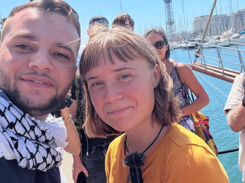 Mohammed junto a Greta Thunberg en Barcelona.