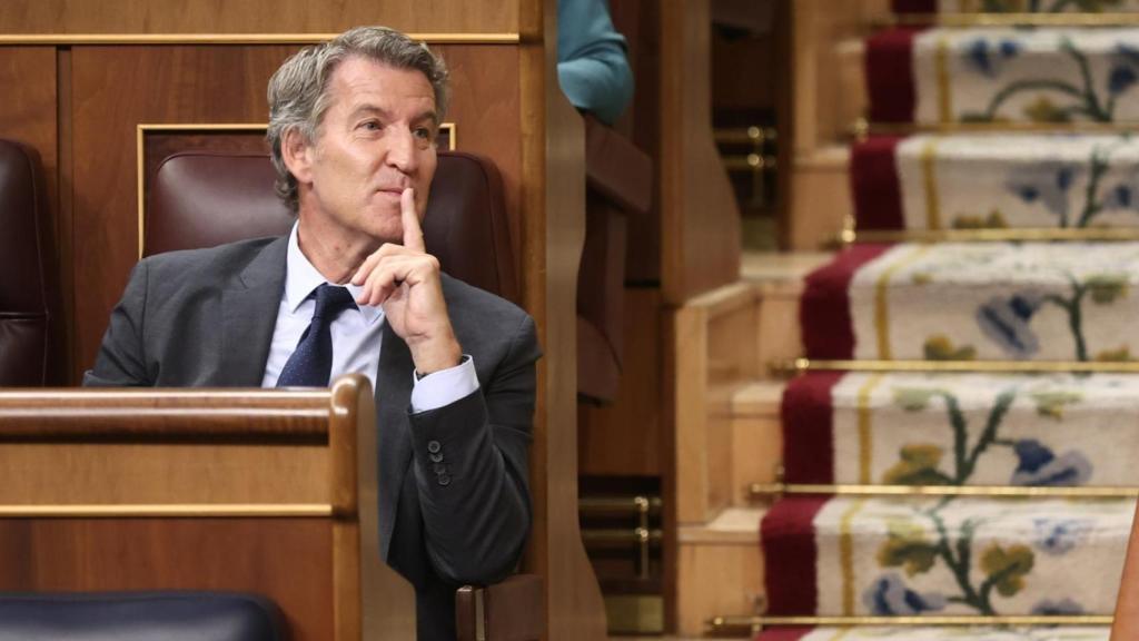 Feijóo en su escaño, este miércoles en el Congreso de los Diputados.