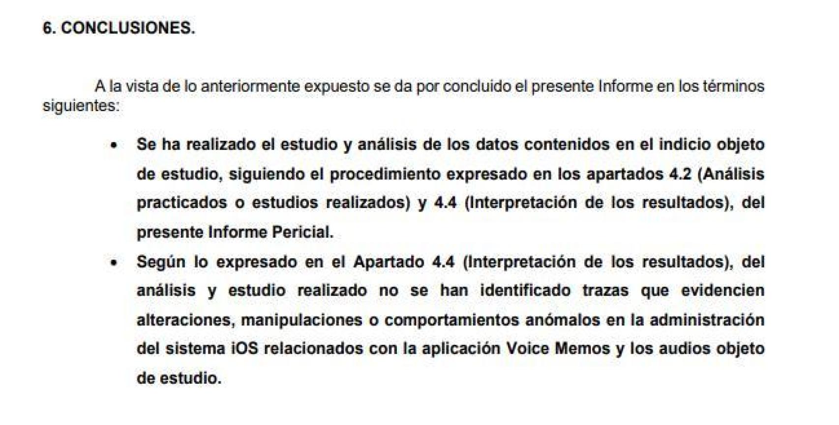 Conclusiones del informe de Criminalística.