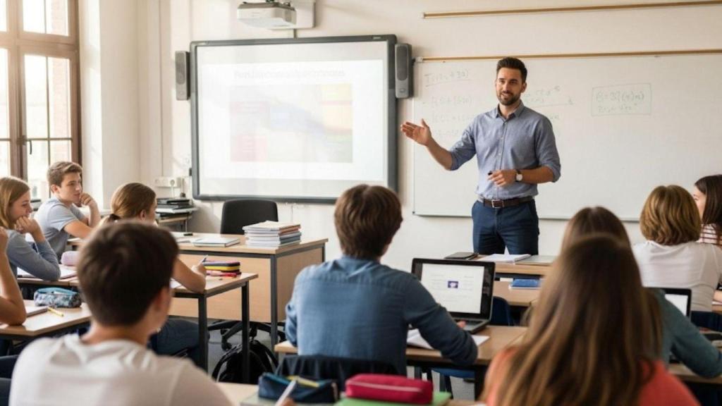 Un profesor dando clases en un instituto