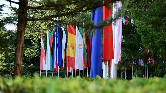 Algunas de las principales banderas europeas.