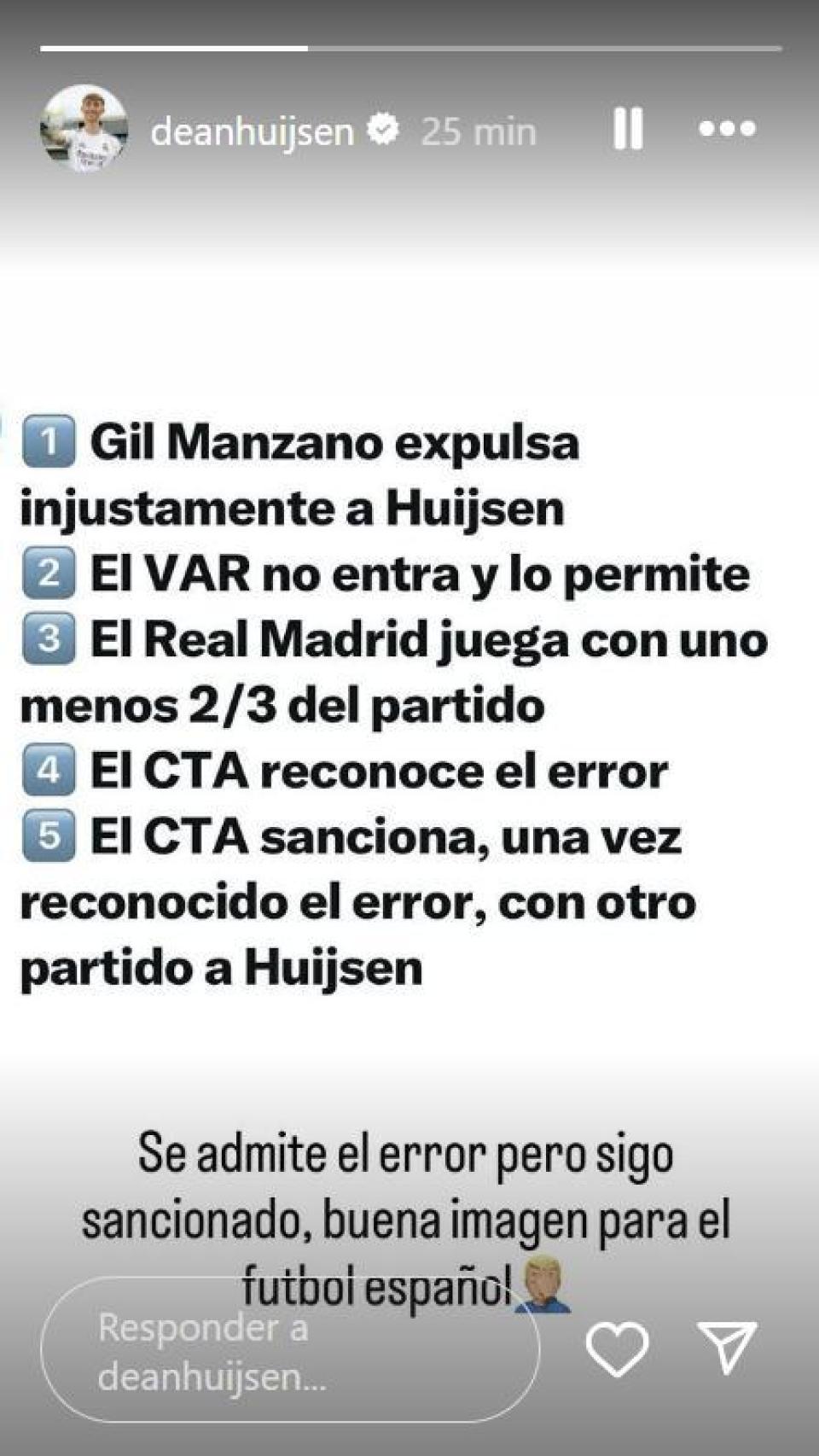 El post de Huijsen en Instagram.