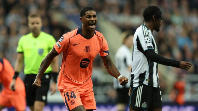 Rashford celebra su segundo gol contra el Newcastle.