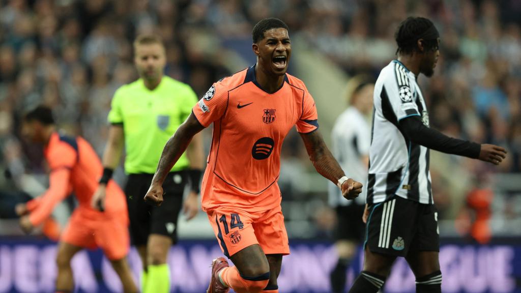 Rashford celebra su segundo gol ante el Newcastle
