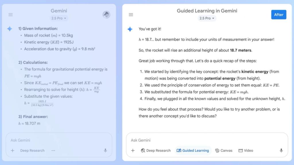 Aprendizaje guiado en Gemini.