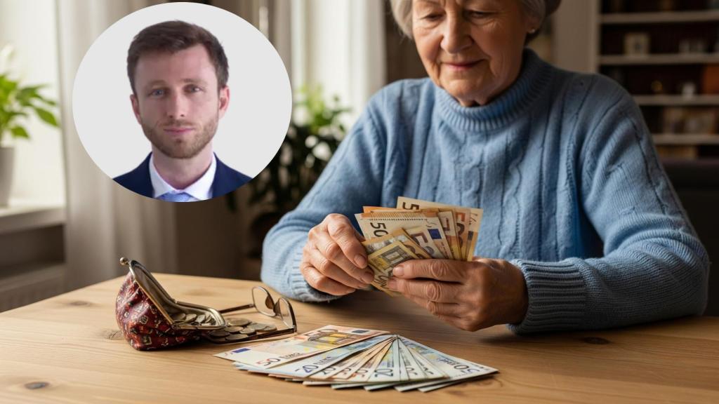 Víctor Arpa con una persona jubilada en una foto creada con IA.