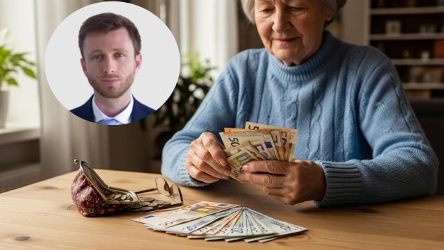 Víctor Arpa con una persona jubilada en una foto creada con IA.