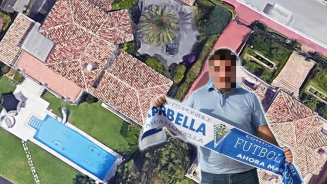 El presidente del Club de Fútbol Marbella y vista aérea de una de las mansiones utilizadas por la mafia.