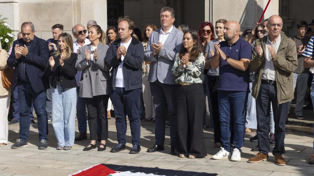 Imagen del minuto de silencio en María Pita.