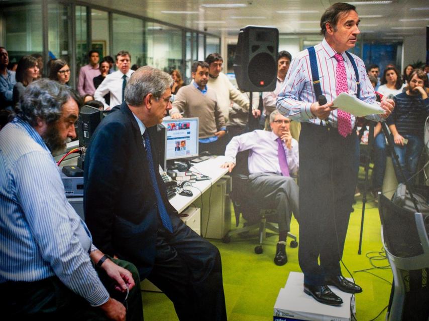 Pedro J. Ramírez, durante su discurso a la redacción de El Mundo.