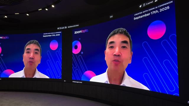 Un avatar del CEO de Zoom, durante el evento en Londres de esta compañía.