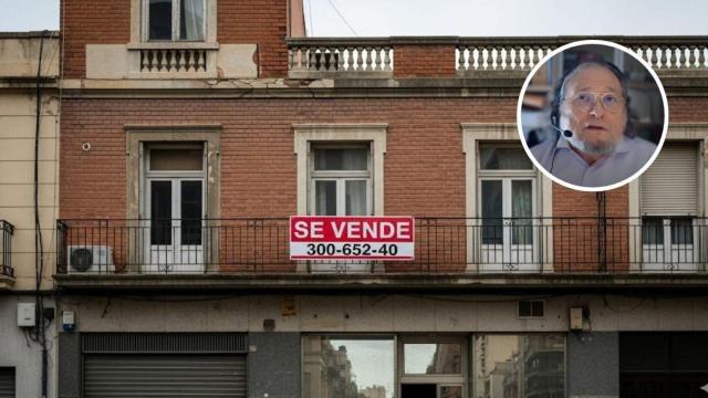 Montaje con una vivienda en venta y Santiago Niño Becerra, economista