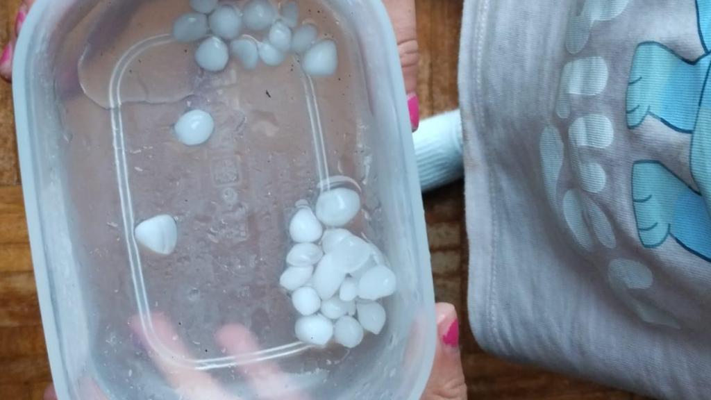 Granizo recogido en el barrio de Parquesol