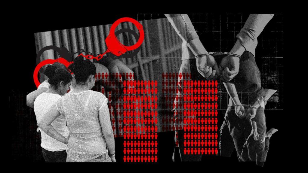 Una ilustración que representa a varios detenidos.