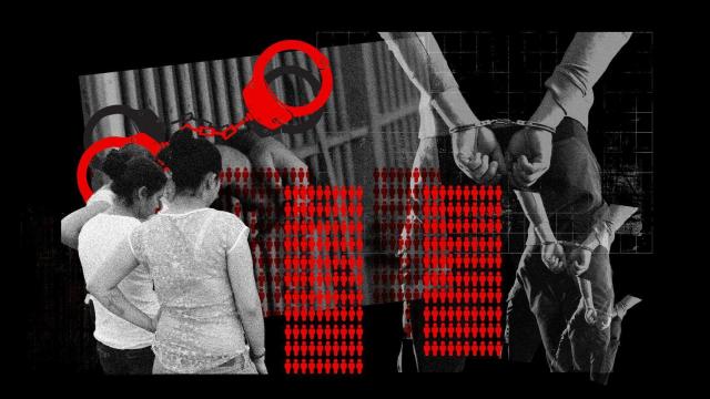 Una ilustración que representa a varios detenidos.