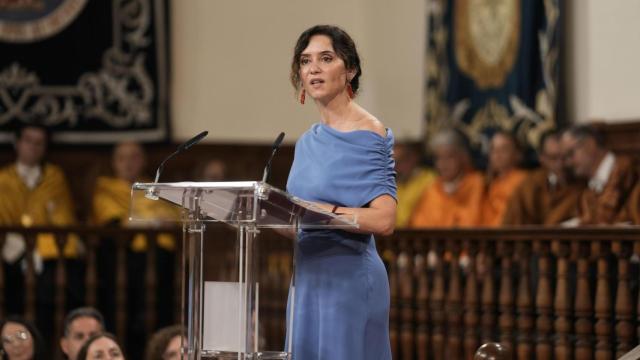 Isabel Díaz Ayuso, este viernes en el acto de apertura del curso académico de las universidades madrileñas en Alcalá de Henares.