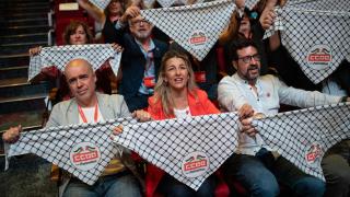 Unai Sordo, Yolanda Díaz and Joaquín Pérez Rey.