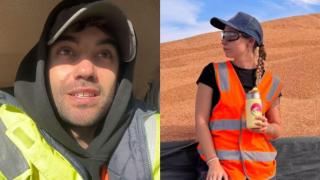 La pareja de españoles (@lega.wave y @ccamimaggi) trabajando en Australia