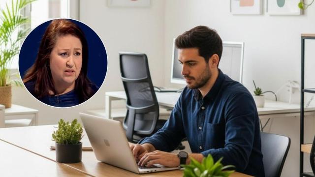 Isabel Aranda y un joven trabajando.