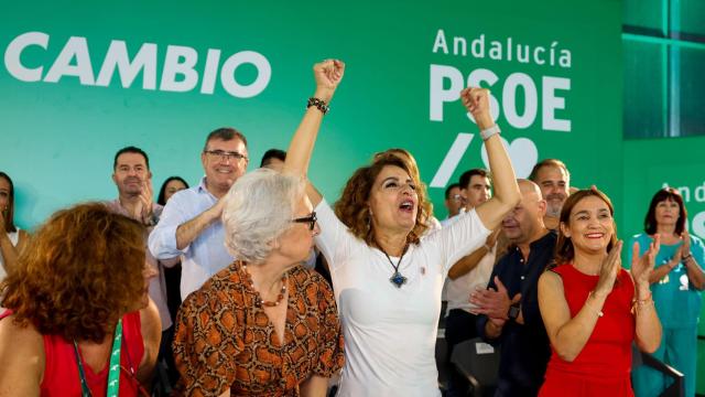 La secretaria general del PSOE andaluz, María Jesús Montero, en un acto del partido en San Juan del Puerto.